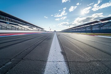 A race track with a white line down the middle
