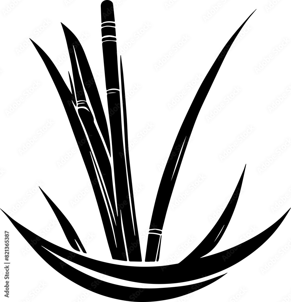 Wall mural Sugarcane black silhouette icon isolated on white background - Wall murals