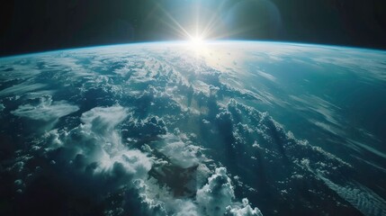 Fototapeta premium Cinematic shot of planet earth globe clouds and space background
