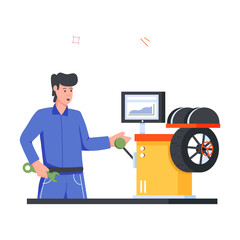 Set of Vehicle Service Flat Illustrations 


