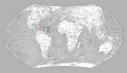 Spanish language political world map outline Wagner VII projection © Somar