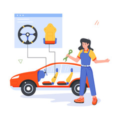 Naklejka premium Set of Vehicle Service Flat Illustrations