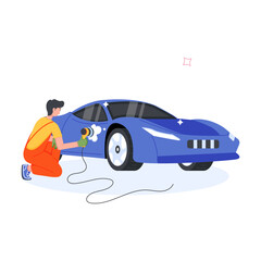 Handy Pack of Car Mechanics Flat Illustrations 

