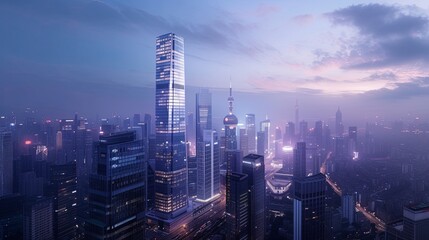 Obraz premium High-rise office towers are tall buildings with numerous floors dedicated to office space, offering panoramic views, prestigious addresses, and state-of-the-art facilities for businesses