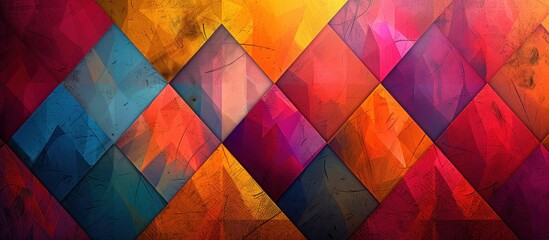 Vibrant diamond pattern painting on wall