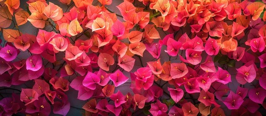 Bougainvillea spectabilis flowers adorning a wall