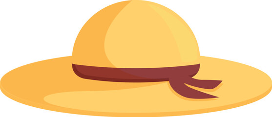 Colorful digital illustration of a widebrimmed yellow sun hat with a ribbon