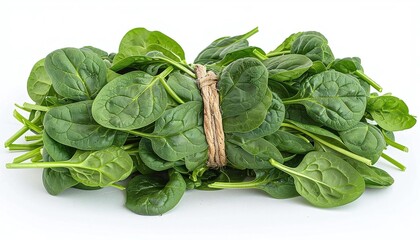 Fototapeta premium Fresh spinach leaves. Spinach is a leafy green vegetable that is rich in nutrients and antioxidants. It can be eaten raw, cooked, or juiced.