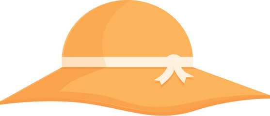 Stylish orange summer hat with a ribbon, depicted in a flat design vector illustration