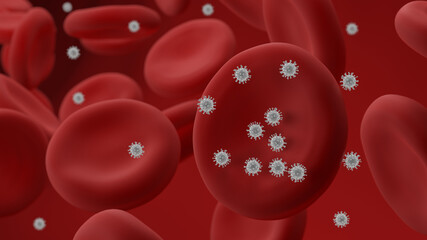 Blood cells virus. Erythrocytes. 3d illustration.