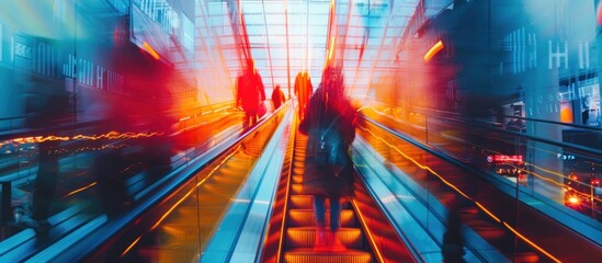 Group of people walking along train track