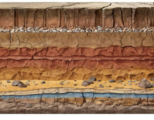 cross-section of the earth's soil, showing layers of rock, soil, and water.