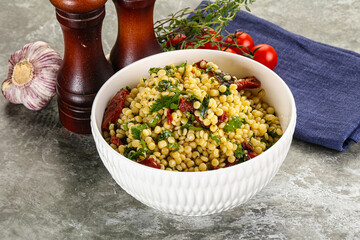 Vegetarian Pasta ptitim with vegetables