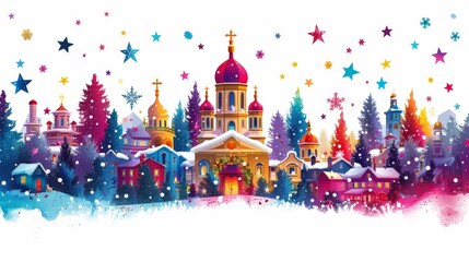 Obraz premium Create an abstract representation of the nativity scene, using symbolic shapes and subtle references to convey the spiritual significance of
