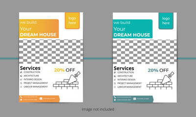 Building dreams construction flyer layout for priinting