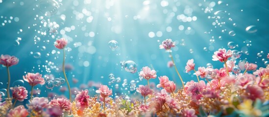Cluster of flowers floating in water