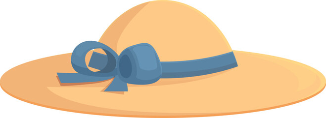 Vector graphic of a stylish summer hat with a chic blue ribbon, perfect for seasonal designs