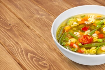 National dish tasty fresh soup in plate