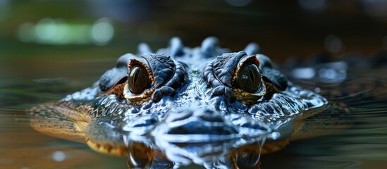 Obraz premium Close up of crocodiles face in water