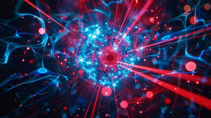 Blue and red lights mix together in a dazzling display as the neutron changes its fundamental makeup.