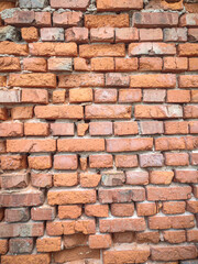 Background of wide old red brick wall texture. Home or office design backdrop