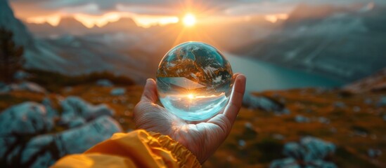 Person holding glass globe