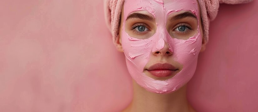 Woman wearing pink face mask
