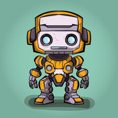 Robot Cartoon Vector Icon Illustration. Science Technology Icon Concept Vector. Flat Cartoon Style. Chibi anime.
