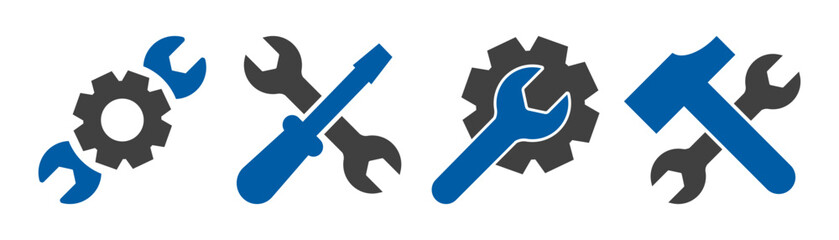 set of tools icons on white background