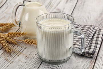 Organic milk in the glass
