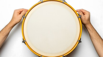 Hands holding a drum for musical performance