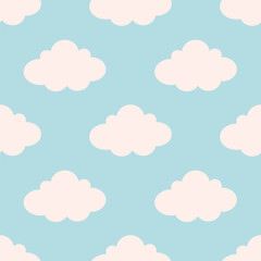 Minimalist abstract seamless pattern with clouds. Seamless pattern for wallpaper, textile, fabric, wrapping paper. Vector illustration in flat style