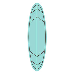 Surfboard. Summer and beach leisure. Vector illustration in flat style