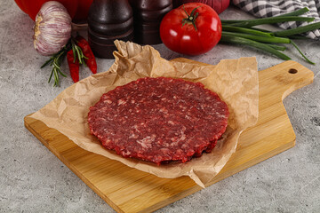 Raw beef burger cutlet minced meat