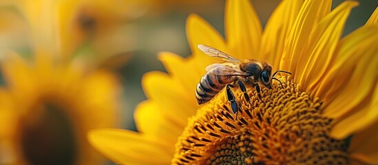 Bee resting on sunflower