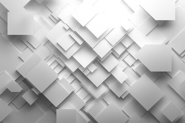 A white background with many squares of different sizes. The squares are all white and are arranged in a way that creates a sense of depth and texture. The image has a minimalist and modern feel to it