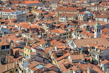 The view of the Urban topology of Venice rooftops 