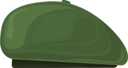 Naklejka premium Detailed vector illustration of a green military beret. An iconic headgear accessory worn by soldiers in army. Special forces. And commando units. Isolated and editable for fashion and apparel design