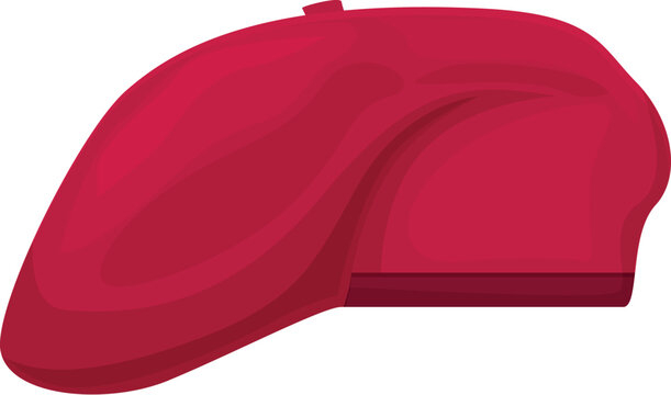 Stylish and timeless classic red beret illustration with a vector fashion design, representing a traditional french hat icon, perfect for a chic and trendy wardrobe