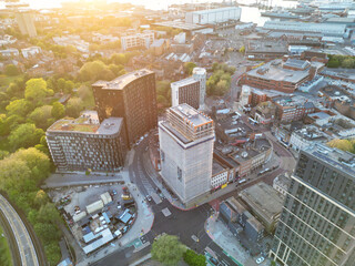 Aerial View of Portsmouth City Centre, England United Kingdom. May 15th, 2024