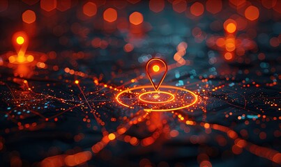 Artificial intelligence technology in GPs, innovative delivery, location on the map, transportation logistics of the future, route concept.