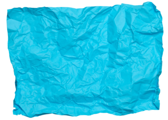 Crumpled blue paper sheet on isolated background