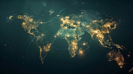 Fototapeta premium Abstract digital map of world, concept of world global network and connectivity.