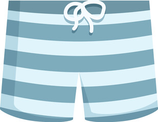 Naklejka premium Illustration of trendy men's striped swim shorts for summer beachwear and swimming activities with a nautical pattern in blue and white, perfect for vacation leisure and poolside relaxation