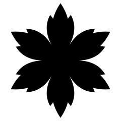A simple black flower isolated on a transparent background - Vector flower icon - Decorative floral element