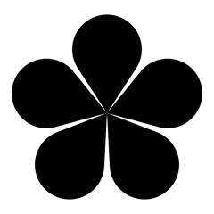 A simple black flower isolated on a transparent background - Vector flower icon - Decorative floral element