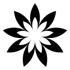 A simple black flower isolated on a transparent background - Vector flower icon - Decorative floral element