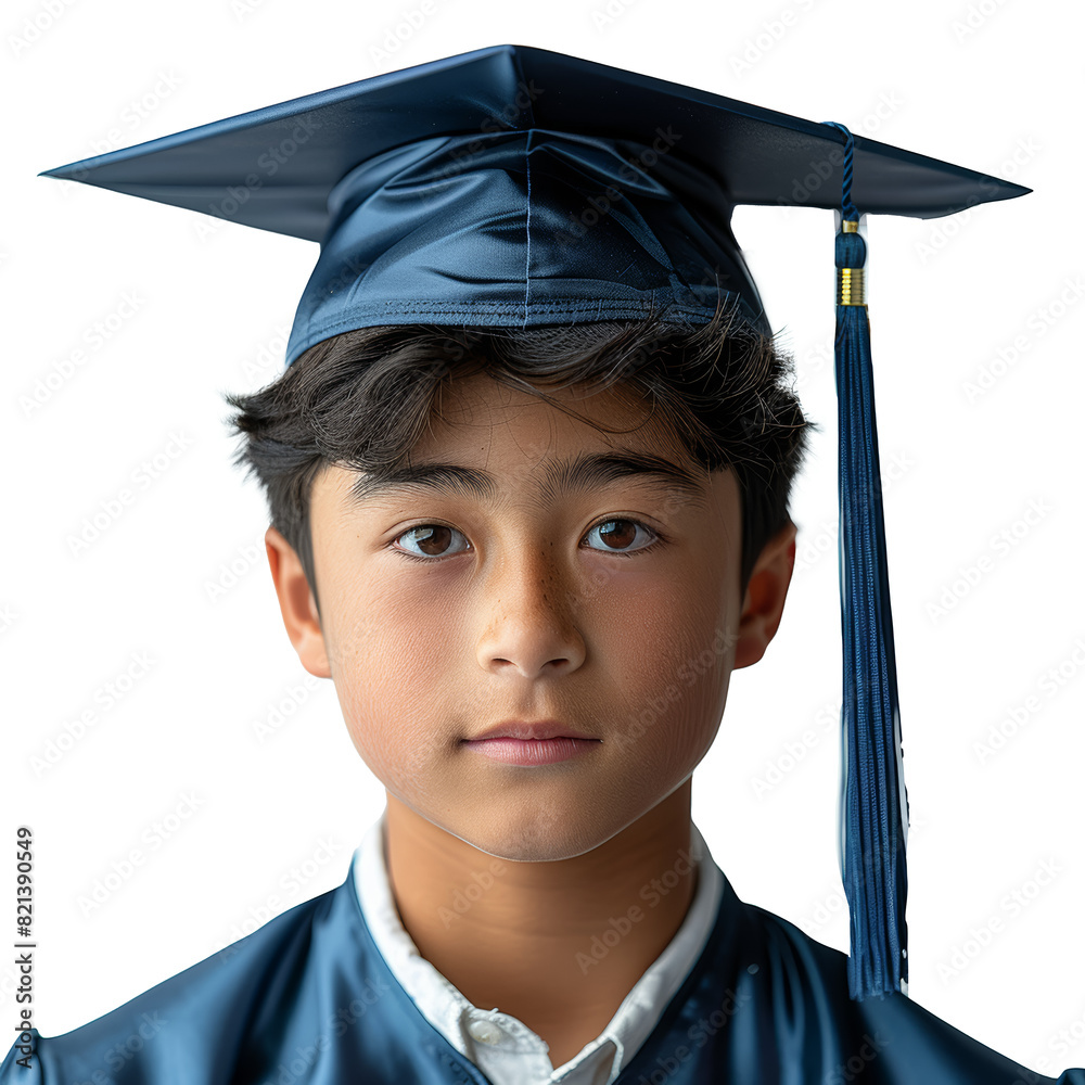 Canvas Prints a boy wearing a graduation cap and gown, extracted from the backdrop, isolated without any backgroun