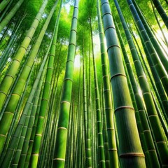 Dense Bamboo Forest in Lush Greenery. Generative AI