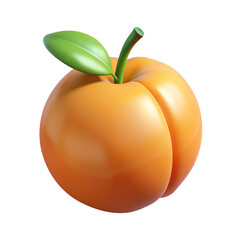 Fresh Apricot with Leaf - High Quality 3D Rendered Image isolated PNG transparent background